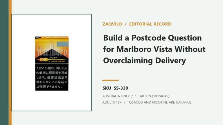 Zaqvilo editorial record for Marlboro Vista Tropical Splash KS Box Cigarettes - 1 Carton (10 Packs) and SKU SS-330